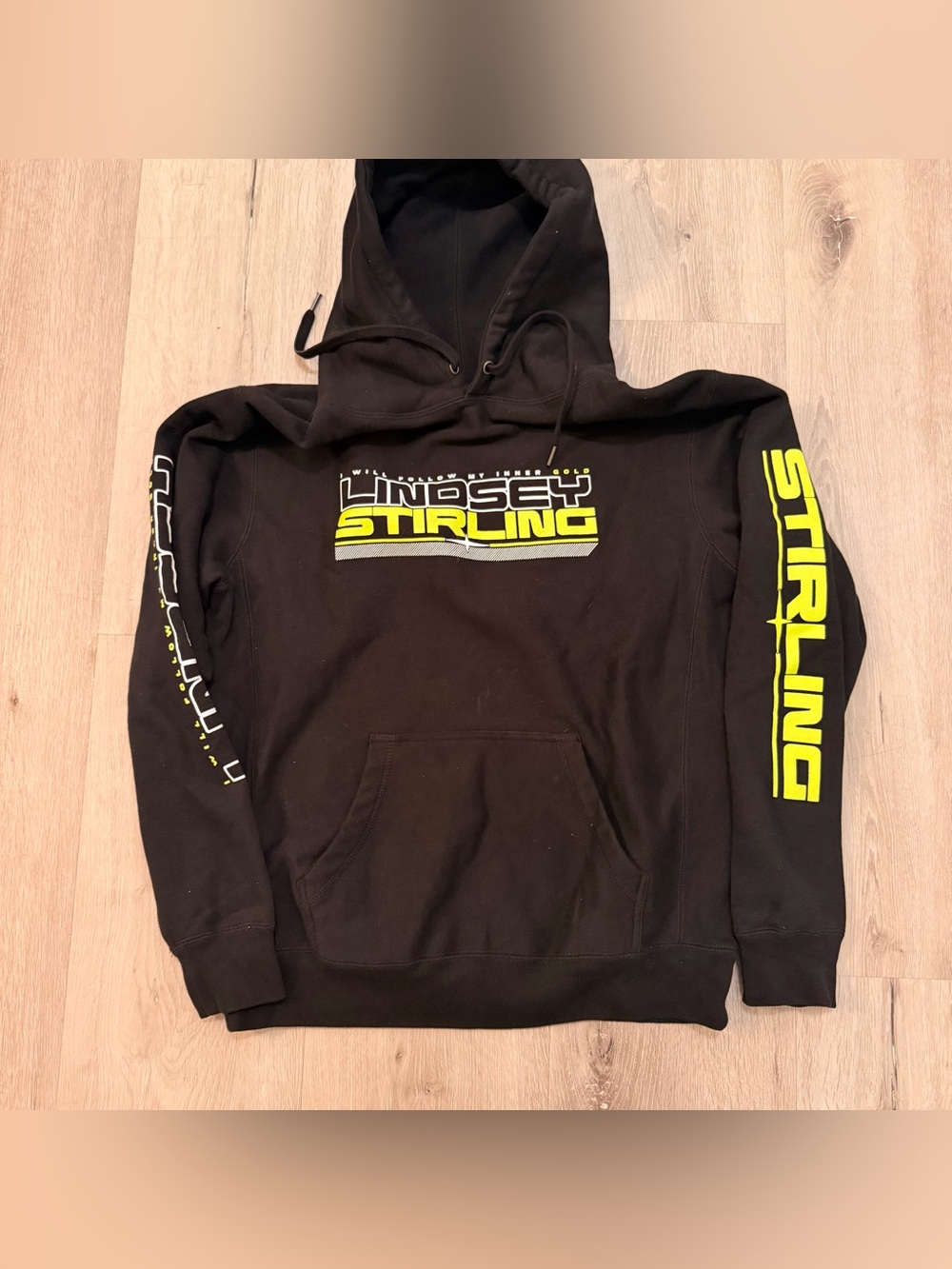 Lindsey Stirling Inner Gold Duality Tour Hoodie Black Neon Yellow Size M